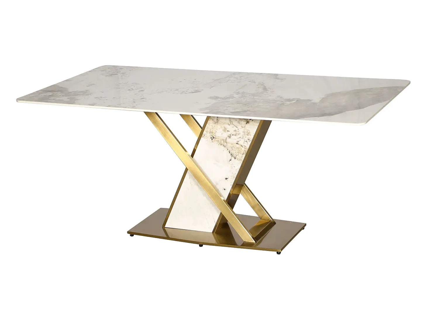 Mesa 180x75x90 cm Blanco dorado Modig M55