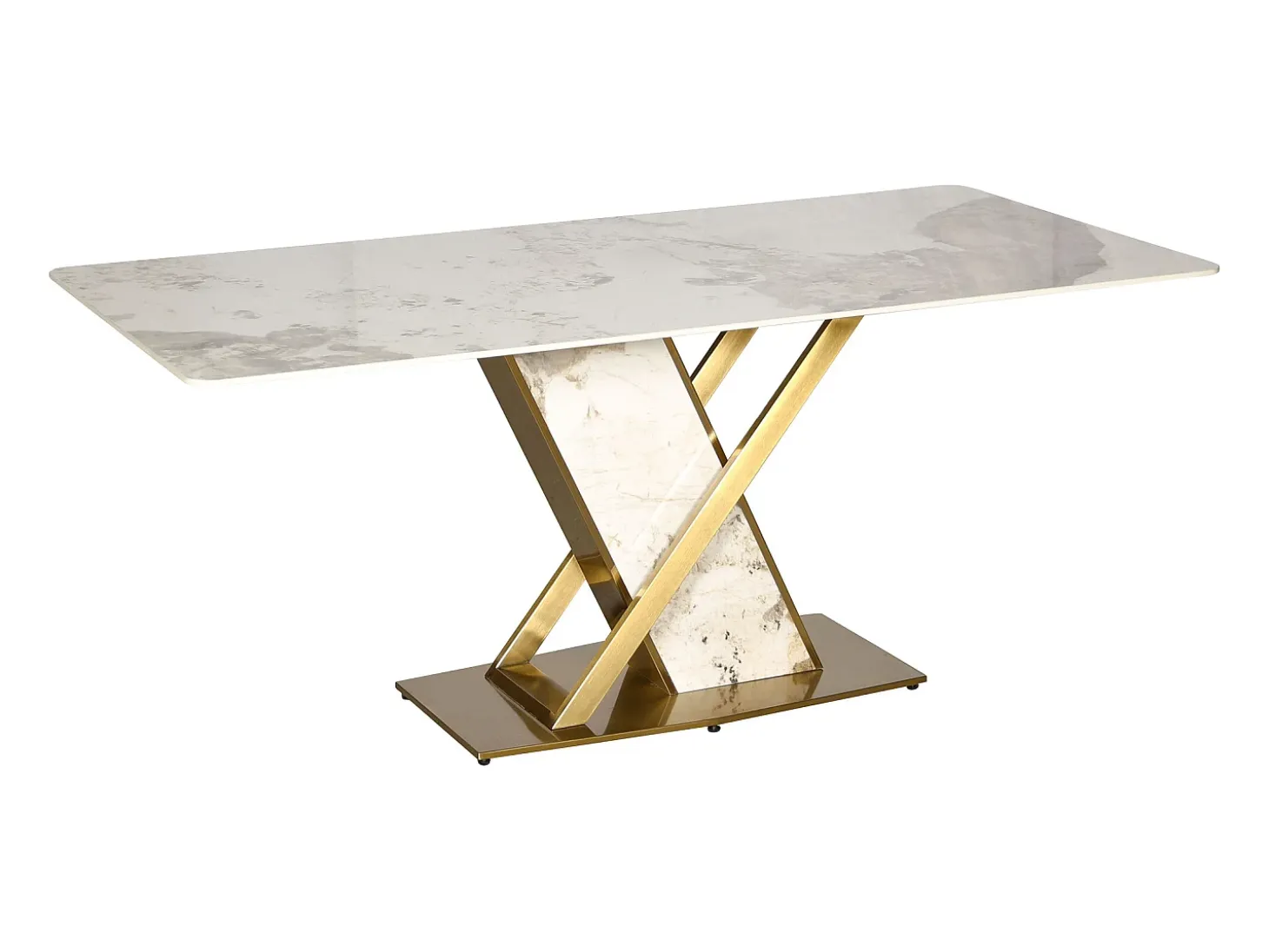 Mesa 180x75x90 cm Blanco dorado Modig M55