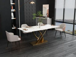 Mesa 180x75x90 cm blanco oro modig m56