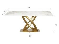 Mesa 180x75x90 cm blanco oro modig m56
