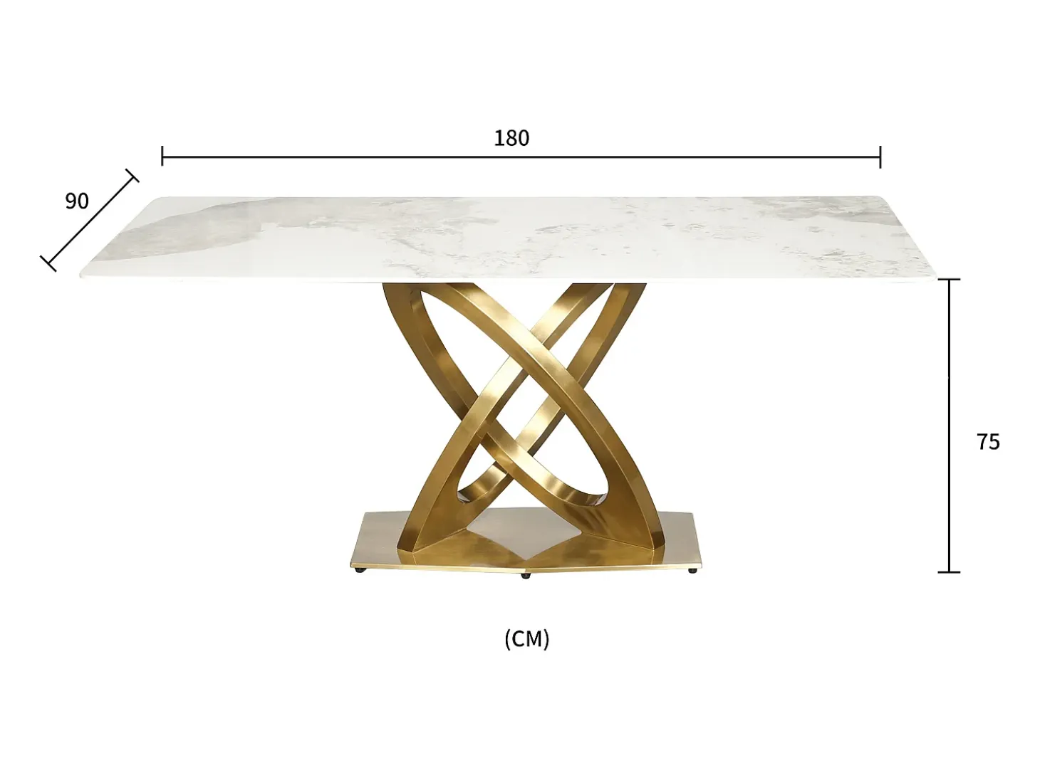 Mesa 180x75x90 cm blanco oro modig m56