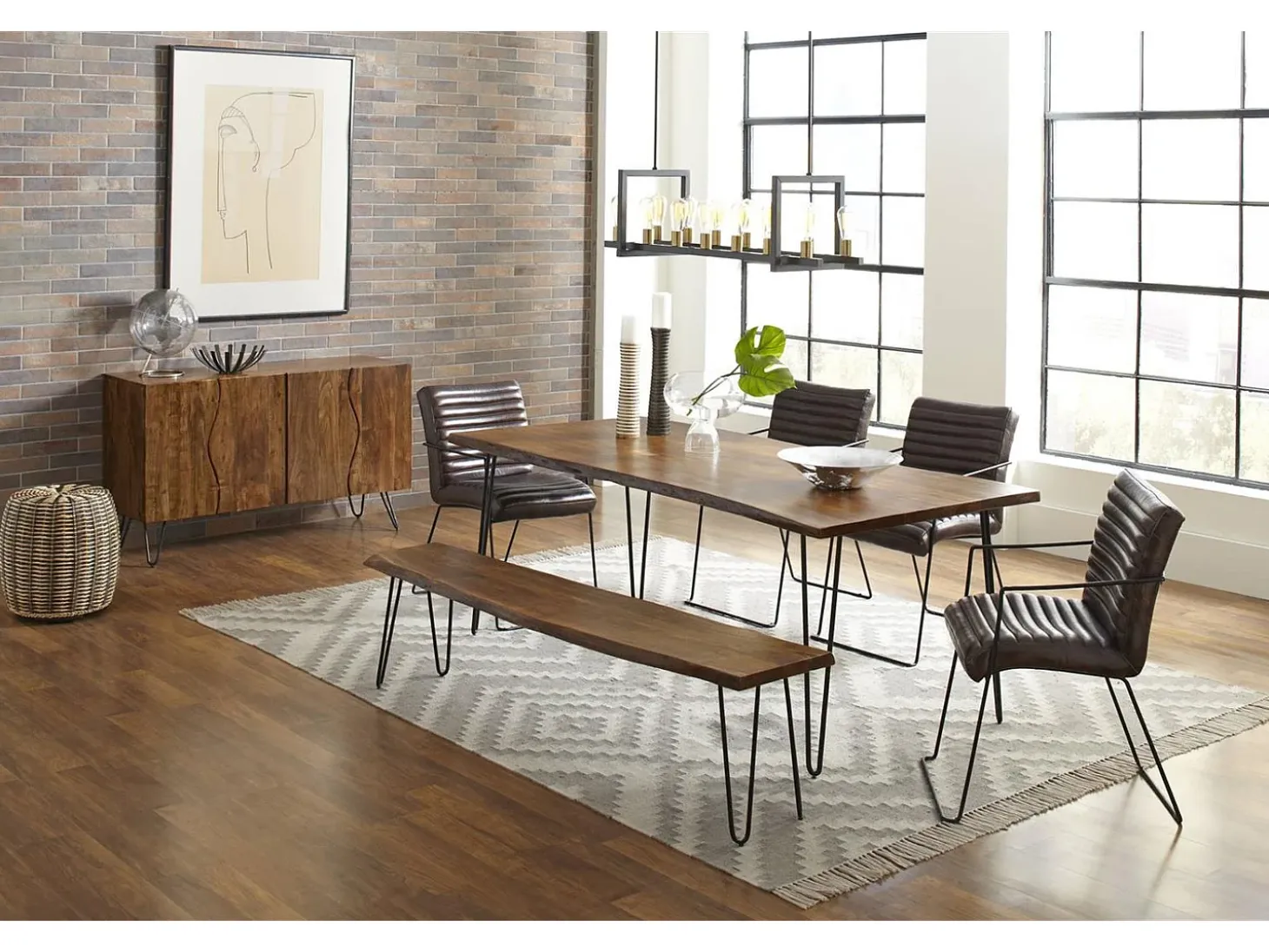 Mesa 99x73x201 cm marrón negro Avola av1781-79