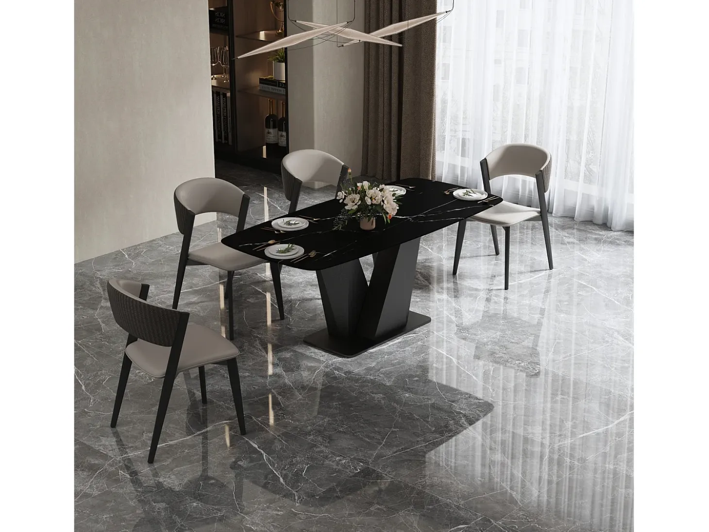 Mesa 180x75x90 cm Negra Modig M30