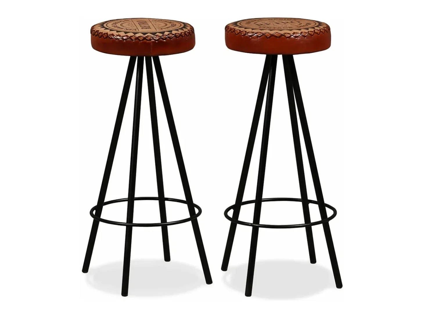 Mesa y 2 taburetes bar madera maciza reciclada cuero real lona