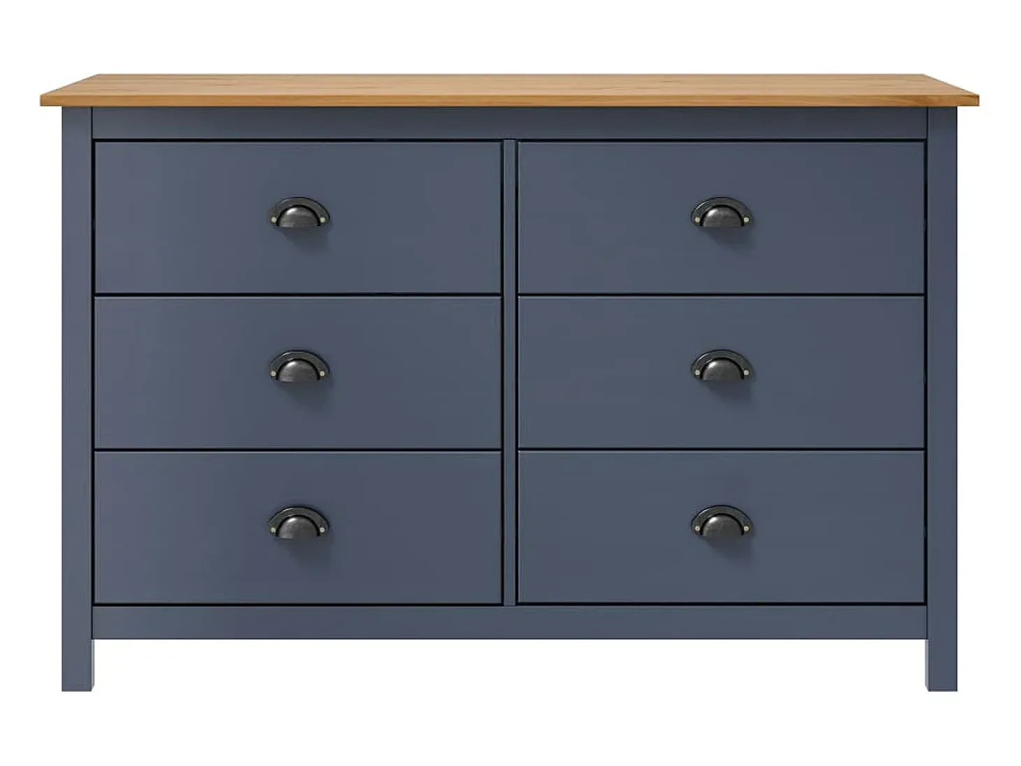 Mesita de noche Hill madera maciza de pino gris 125x40x80 cm
