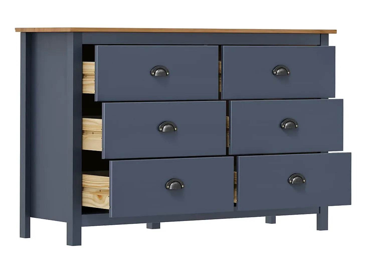 Mesita de noche Hill madera maciza de pino gris 125x40x80 cm