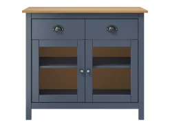 Mesita de noche Hill madera maciza de pino gris 90x40x80 cm