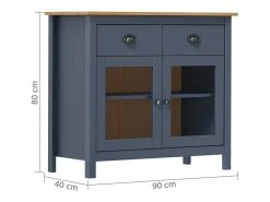 Mesita de noche Hill madera maciza de pino gris 90x40x80 cm