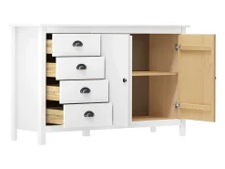 Mesita de noche Hill madera maciza de pino blanco 130x40x80 cm