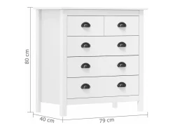 Mesita de noche Hill madera maciza de pino blanco 79x40x80 cm