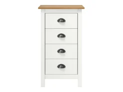 Mesita de noche Hill madera maciza de pino blanco 46x35x49,5 cm