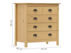 Mesita de noche Hill madera maciza de pino 79x40x80 cm
