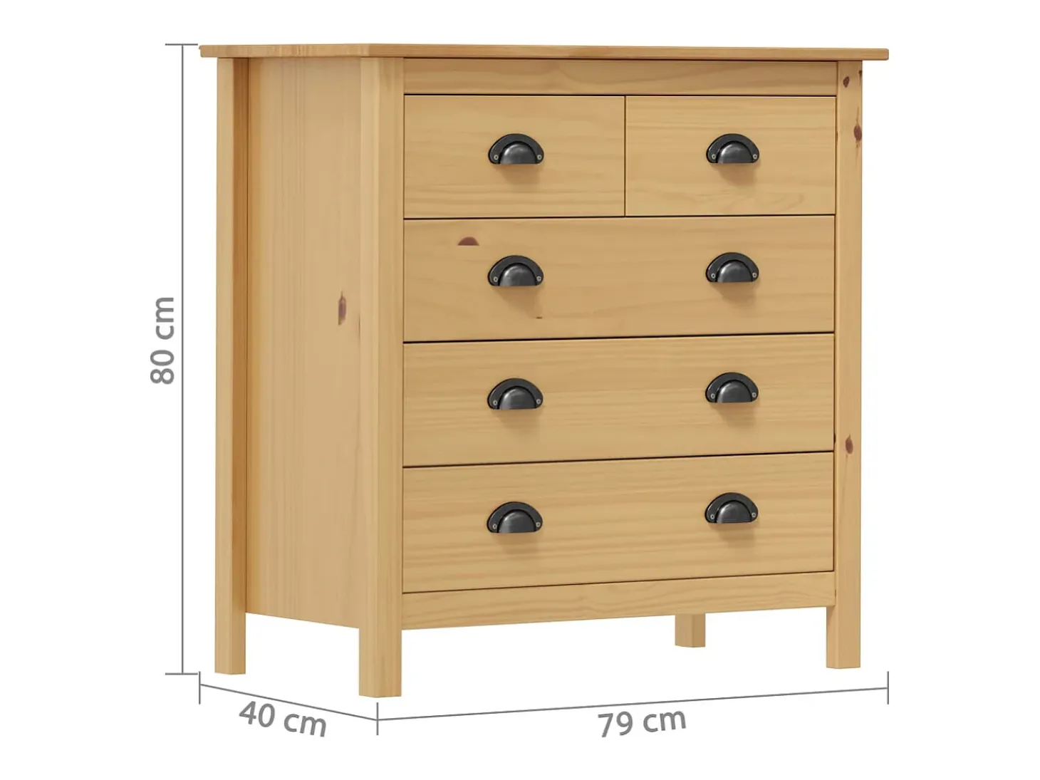 Mesita de noche Hill madera maciza de pino 79x40x80 cm