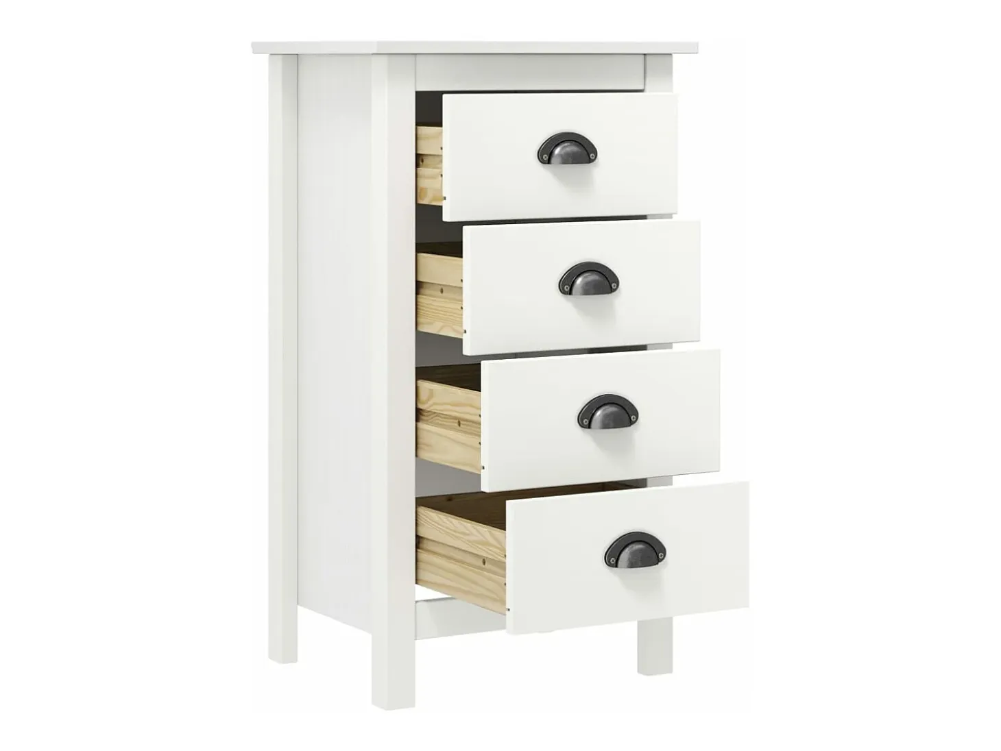 Mesita de noche Hill madera maciza de pino blanco 46x35x49,5 cm ES846444