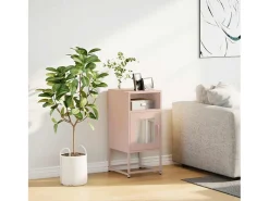 Mesita de noche rosa 36x39x78 cm acero laminado en frío