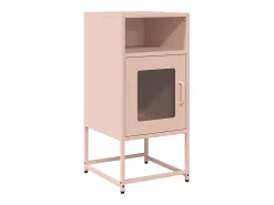 Mesita de noche rosa 36x39x78 cm acero laminado en frío