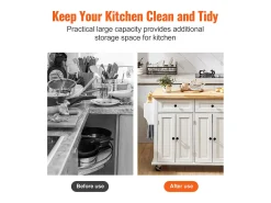Mesón de Cocina con Ruedas SucceBuy, 90cm, Armario Rodante de Estorage con Cajón y Soporte, Blanco