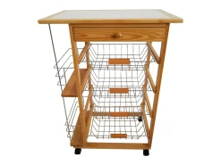 Meyvaser - Carro de cocina con ruedas 57x37x82 Oporto 5 tapa de azulejos y botellero lateral