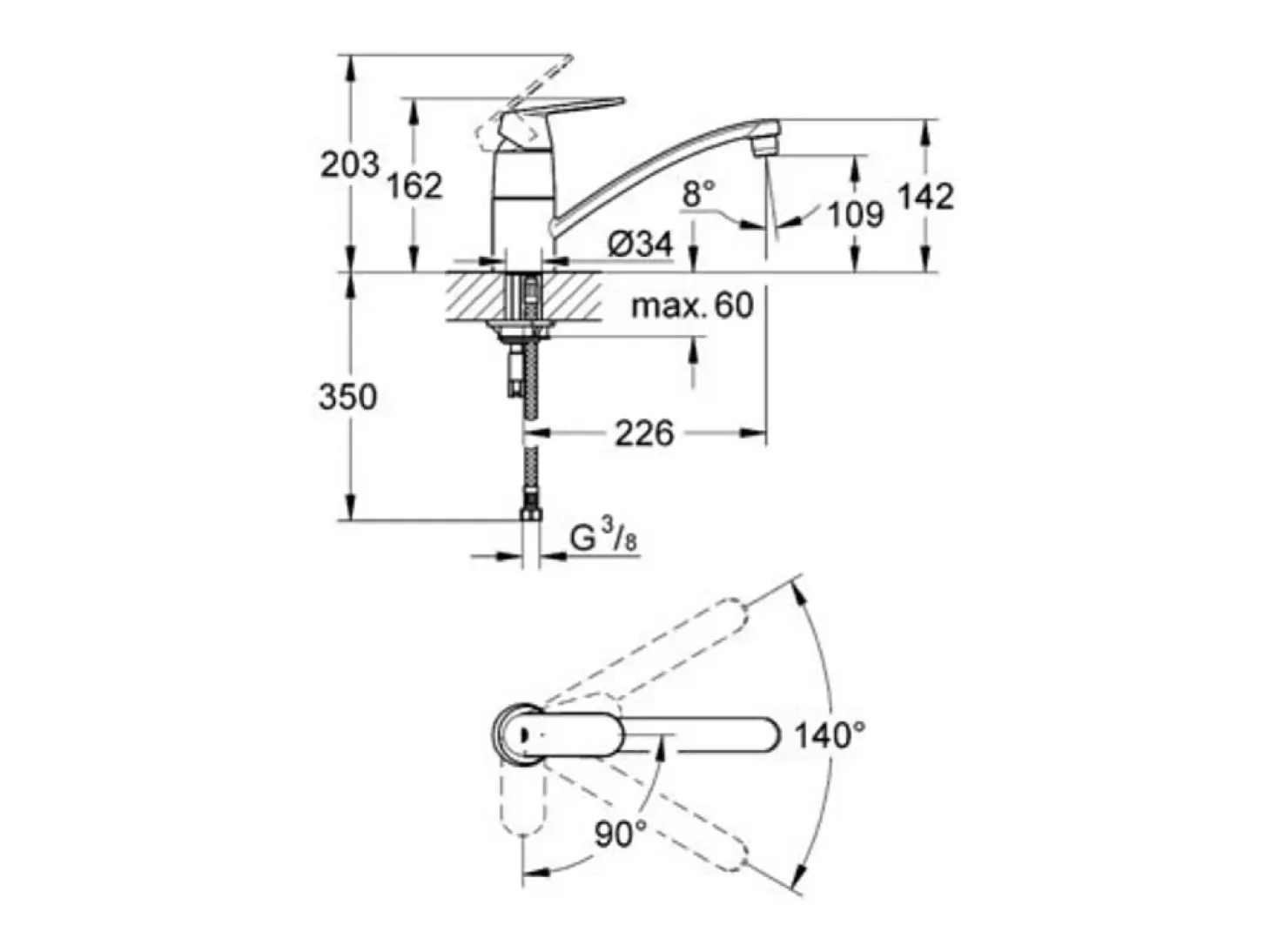 Mezclador de fregadero Grohe Eurosmart Cosmopolitan