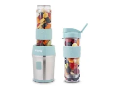 Mini batidora 300W - 570ml - Azul pastel - Incluye 2 botellas de agua