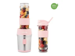 Mini batidora 300W - 570ml - Rosa pastel - Incluye 2 bolsas de viaje sin BPA