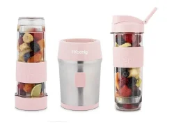 Mini batidora 300W - 570ml - Rosa pastel - Incluye 2 bolsas de viaje sin BPA
