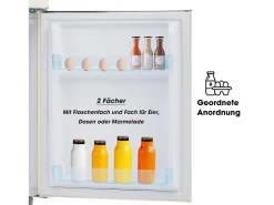 Mini nevera retro, 72 L en total, 21 L en congelador, 51 L en frigorífico, Clase energética E, LED, Diseño retro, Blanco (45 x 44 x 91 cm)