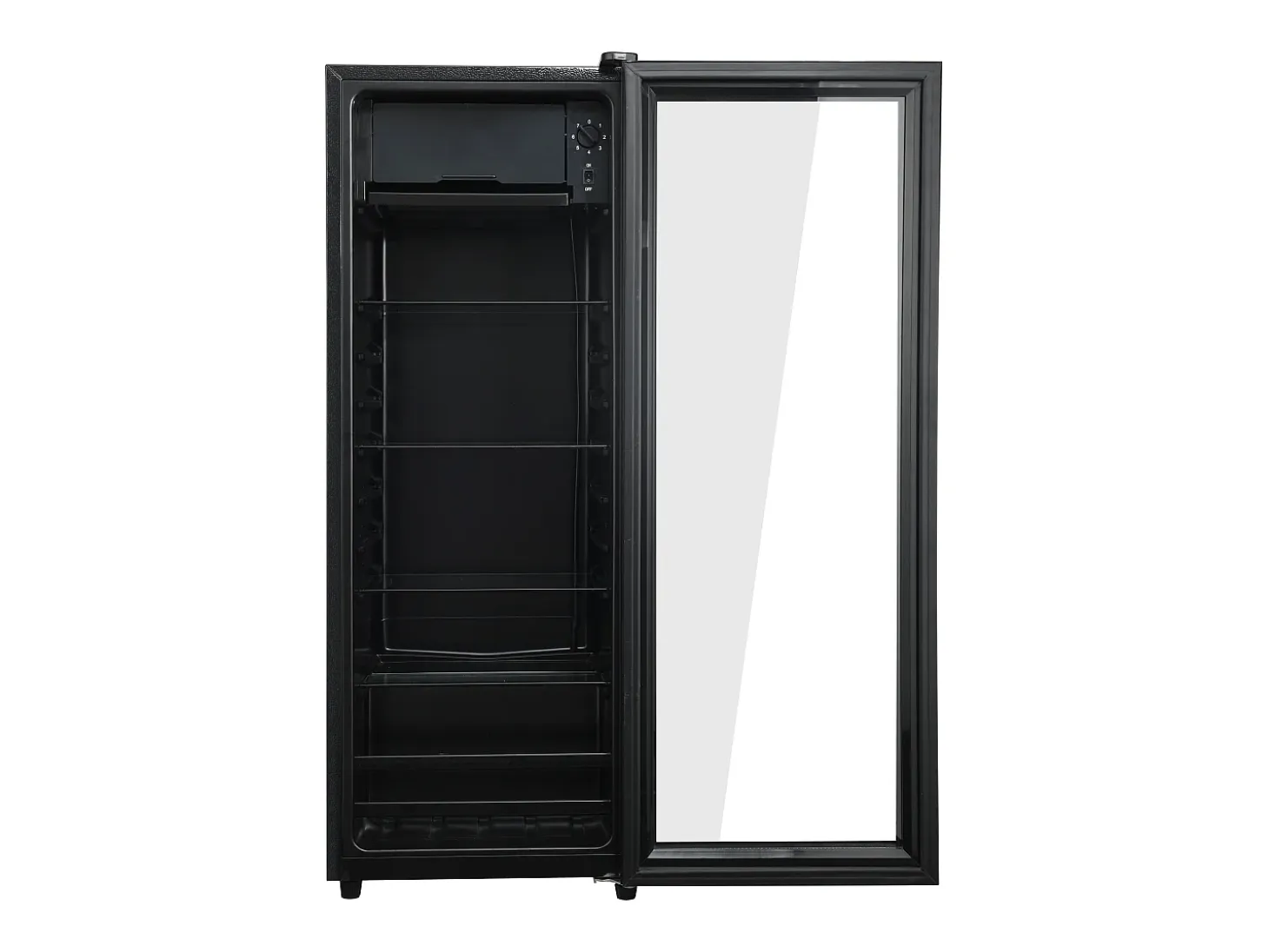 Mini refrigerador de 128 L, congelador de 8 L + refrigerador de 120 L, 7 niveles de temperatura, LED, R600a, acero inoxidable, negro (40 x 43,5 x 110 cm)