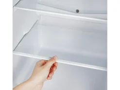 Mini refrigerador de 106 L, refrigerador de 60 L + congelador de 46 L, 7 niveles de temperatura, LED, acero inoxidable, negro y plateado (42,5 x 44,5 x 102 cm)