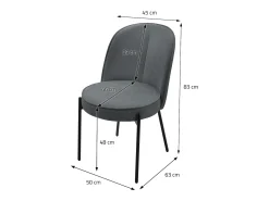 ML-Design 6 Sillas de comedor redondas antracita poliéster tapizado con patas de metal asiento acolchado con respaldo diseño atemporal ergonómico