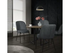ML-Design 6 Sillas de comedor redondas antracita poliéster tapizado con patas de metal asiento acolchado con respaldo diseño atemporal ergonómico