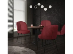 ML-Design 2 Sillas de comedor redondas rojas poliéster tapizado con patas de metal asiento acolchado con respaldo diseño atemporal mueble ergonómico