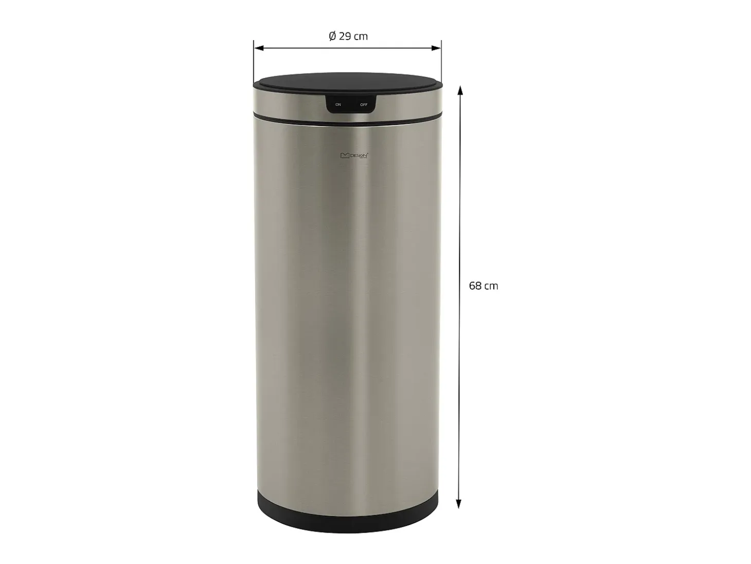 ML-Design Cubo de basura inteligente con sensor de movimiento 40L papelera redonda con apertura y cierre automática de acero plateado con pantalla LED
