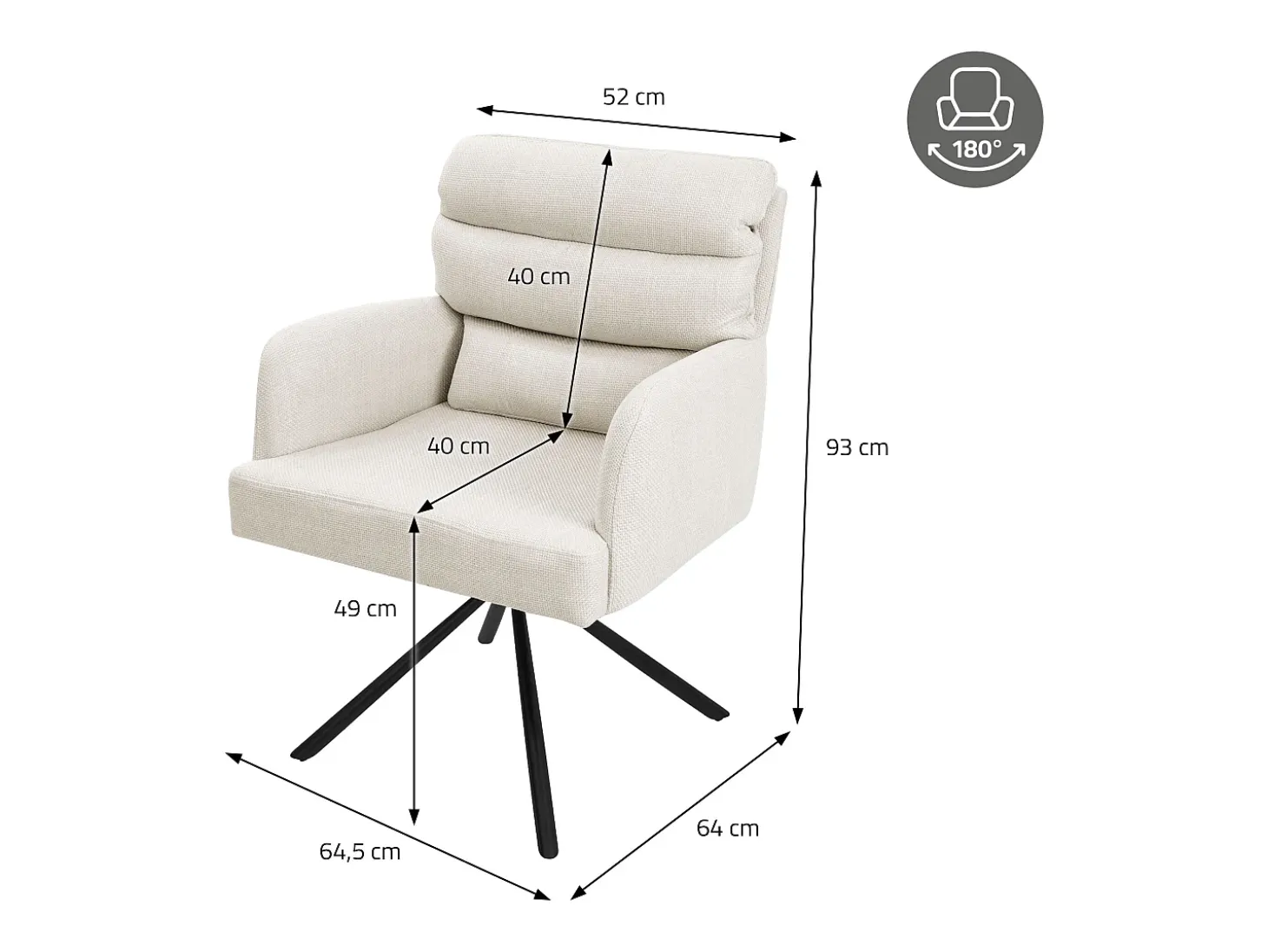 ML-Design Juego de 2 sillas de comedor beige, Posición giratoria