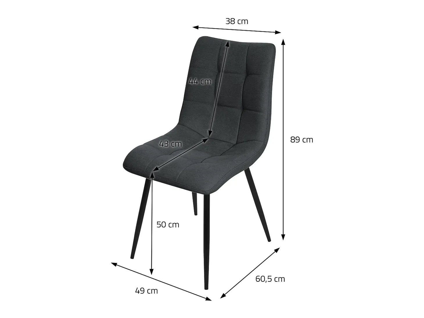 ML-Design Silla de comedor set de 2 piezas Antracita, Silla de salón con tapicería de tela
