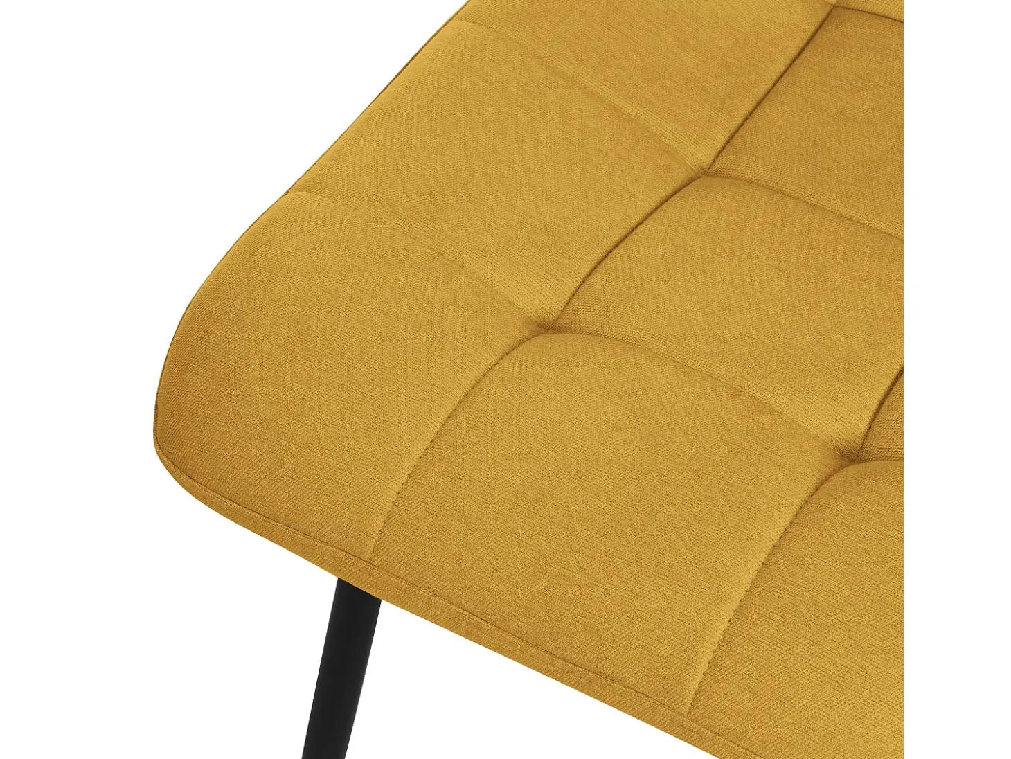 ML-Design Silla de comedor 4 piezas amarillo mostaza, Silla de salón con tapicería de tela y patas de metal negro