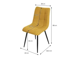 ML-Design Silla de comedor 4 piezas amarillo mostaza, Silla de salón con tapicería de tela y patas de metal negro