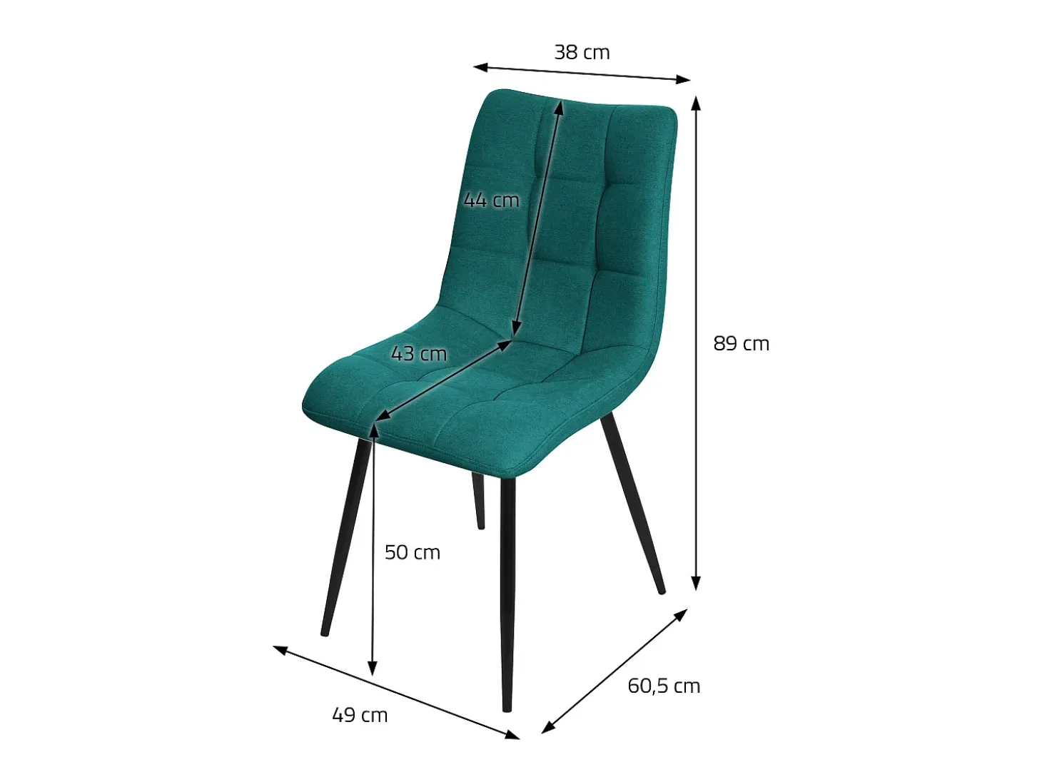 ML-Design Silla de comedor set de 2 piezas petróleo, Silla de salón con tapicería de tela