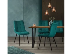 ML-Design Silla de comedor juego de 6 piezas petróleo, Silla de salón con tapicería de tela