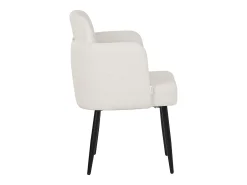 ML-Design Silla de comedor con funda de tela beige asiento sofá de salón con respaldo y reposabrazos de ratán mueble tapizado con patas de metal
