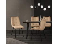 ML-Design Sillas de comedor, juego de 2 marrón claro, Sillas de salón con tapicería de tela