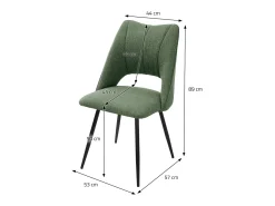 ML-Design Sillas de comedor juego de 6, Verde, asiento de poliester con patas de metal negro