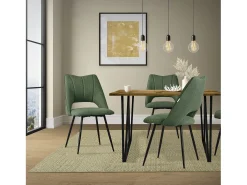 ML-Design Sillas de comedor juego de 6, Verde, asiento de poliester con patas de metal negro