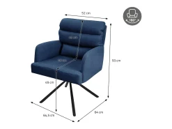 ML-Design Sillas de comedor giratorias, set de 2, azul oscuro, Sillas de salón con reposabrazos y respaldo