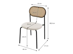 ML-Design 6x Sillas de comedor beige tapizado ratán con patas metal respaldo curvado de rejilla y apoyabrazos ergonómico sillón moderno para hogar