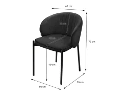ML-Design 2x Sillas de comedor antracita con revestimiento de tela, asiento sofá de salón con respaldo, mueble de cocina tapizado con patas de metal