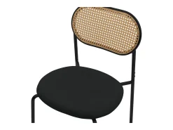 ML-Design 6x Sillas de comedor negro tapizado ratán con patas metal respaldo curvado de rejilla y apoyabrazos ergonómico sillón moderno para hogar