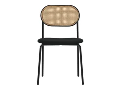 ML-Design 6x Sillas de comedor negro tapizado ratán con patas metal respaldo curvado de rejilla y apoyabrazos ergonómico sillón moderno para hogar