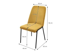 ML-Design 4x Sillas de comedor mostaza poliéster tapizado con patas de metal asiento acolchado con respaldo diseño atemporal mueble ergonómico