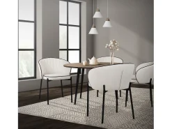 ML-Design 6x Sillas de comedor beige con revestimiento de tela, asiento sofá de salón con respaldo, mueble de cocina tapizado con patas de metal